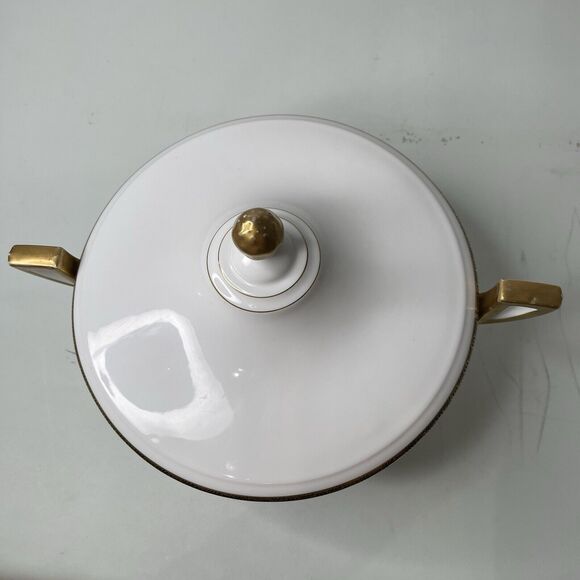Fraureuth Germany Lidded Vegetable Serving Dish Bowl Tureen Gold Porcelain Deco - Picture 5 of 8